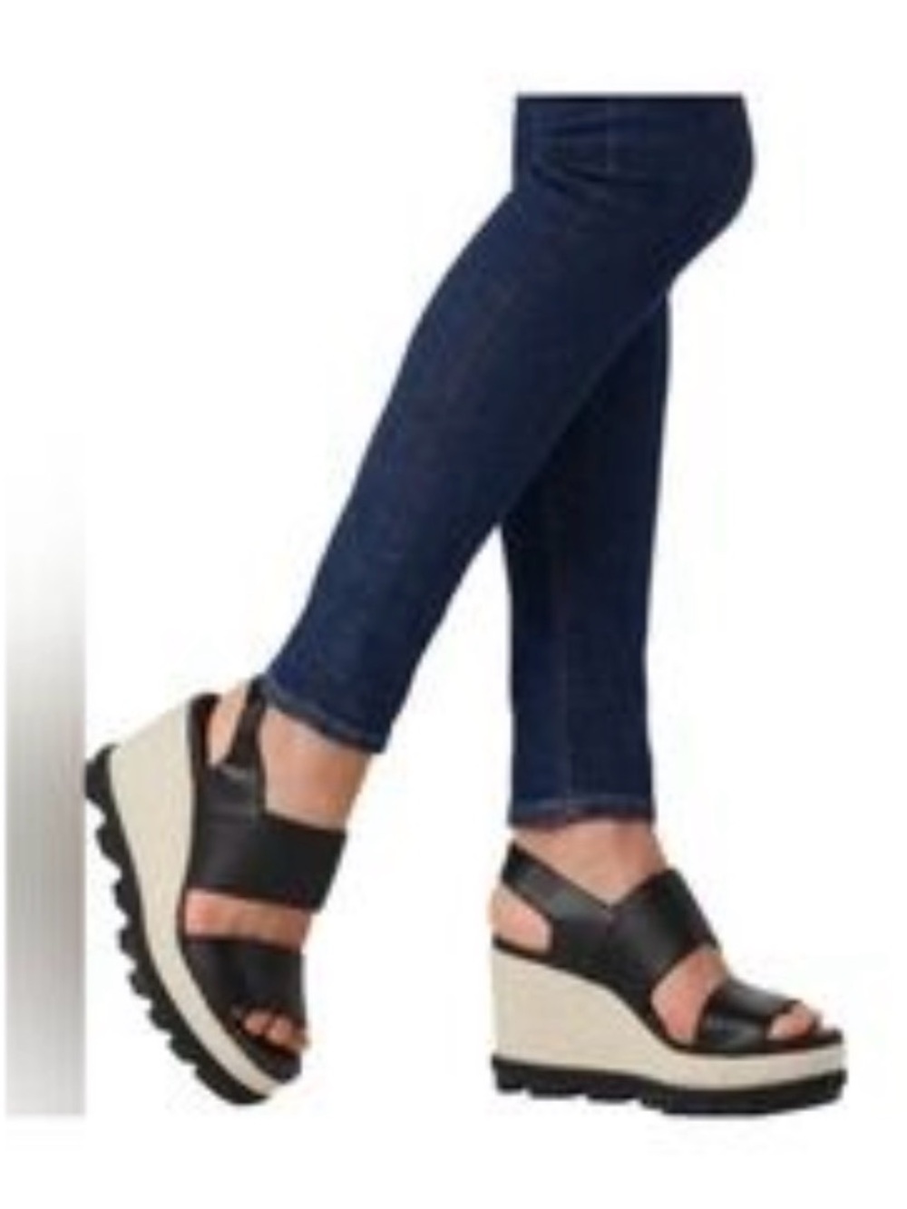NWT Sorel Women's Black Sorel Cameron Wedge Sandals (retail price  $165+ tax )